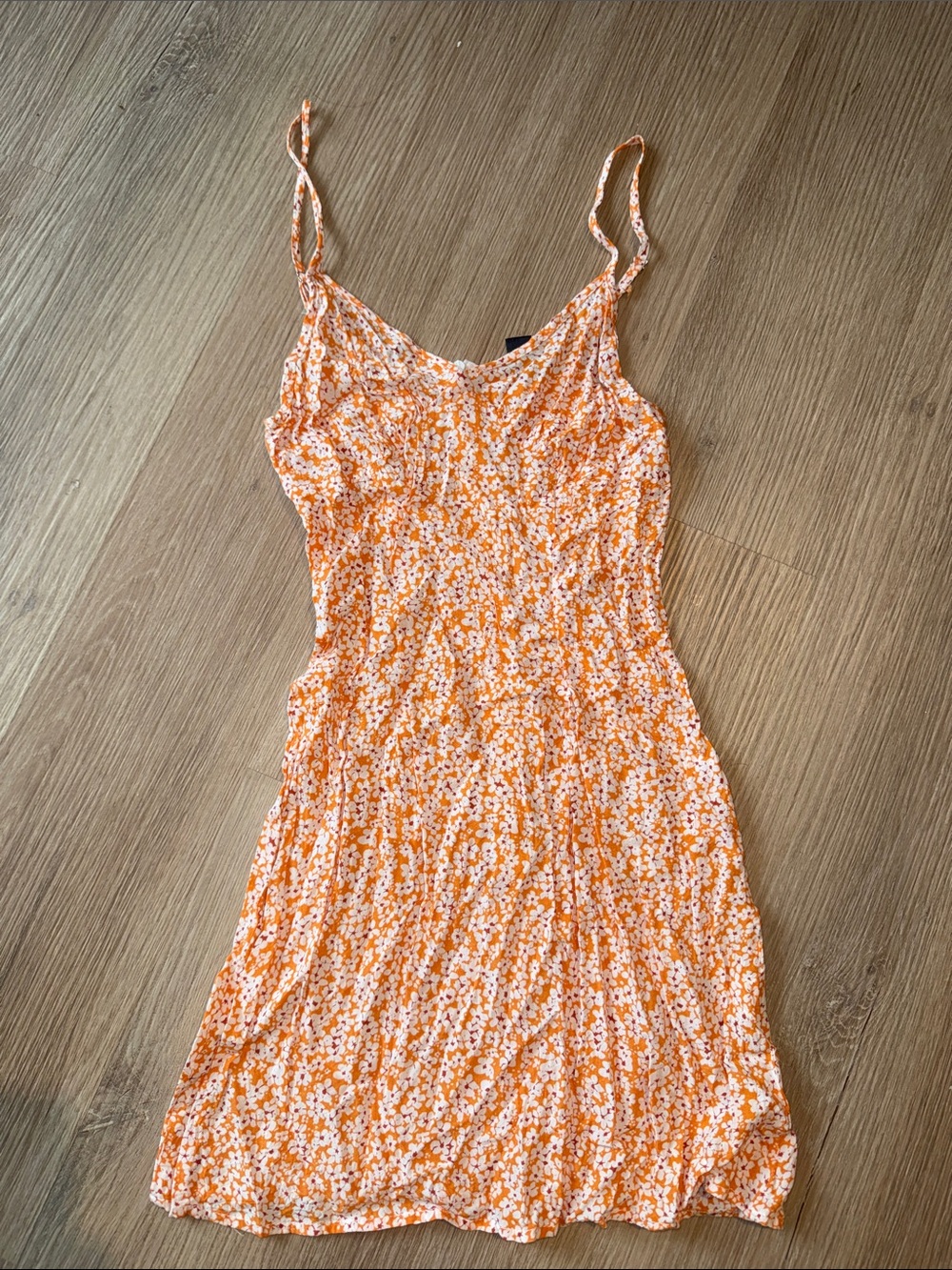 SHEIN Orange Ditsy Floral Print Slip Mini Dress
